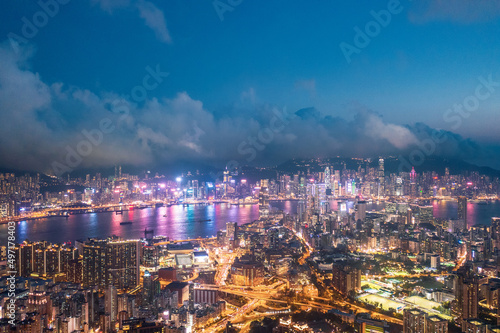 Night of Kowloon District  Hong Kong