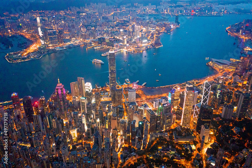 Canvas Print Hong Kong Victoria Harbor night view