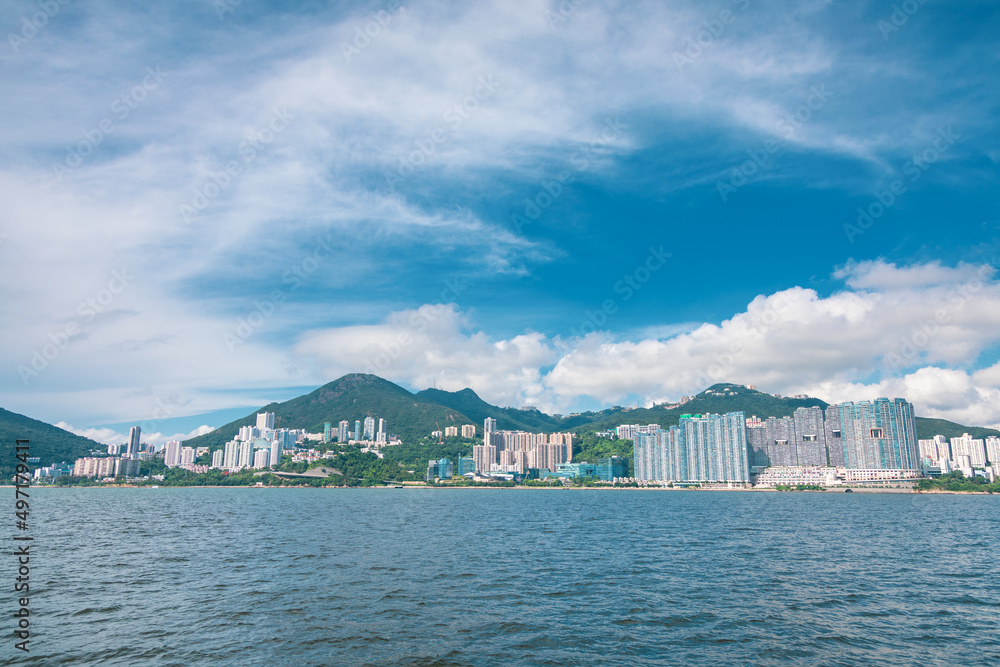 Fototapeta premium Residential area along the hill, Hong Kong
