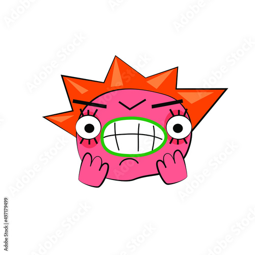 Angry face, evil emoticon. vector icon