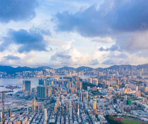 Aerial view of cityscape of Kowloon  Hong Kong