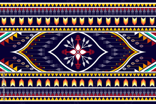 Abstract geometric ethnic pattern design. Aztec fabric carpet mandala ornament ethnic chevron textile decoration wallpaper. Tribal boho native ethnic traditional embroidery vector background 
