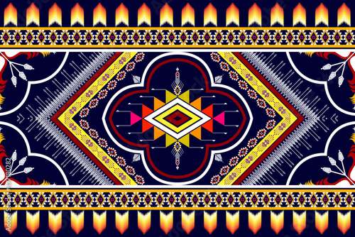 Abstract geometric ethnic pattern design. Aztec fabric carpet mandala ornament ethnic chevron textile decoration wallpaper. Tribal boho native ethnic traditional embroidery vector background 