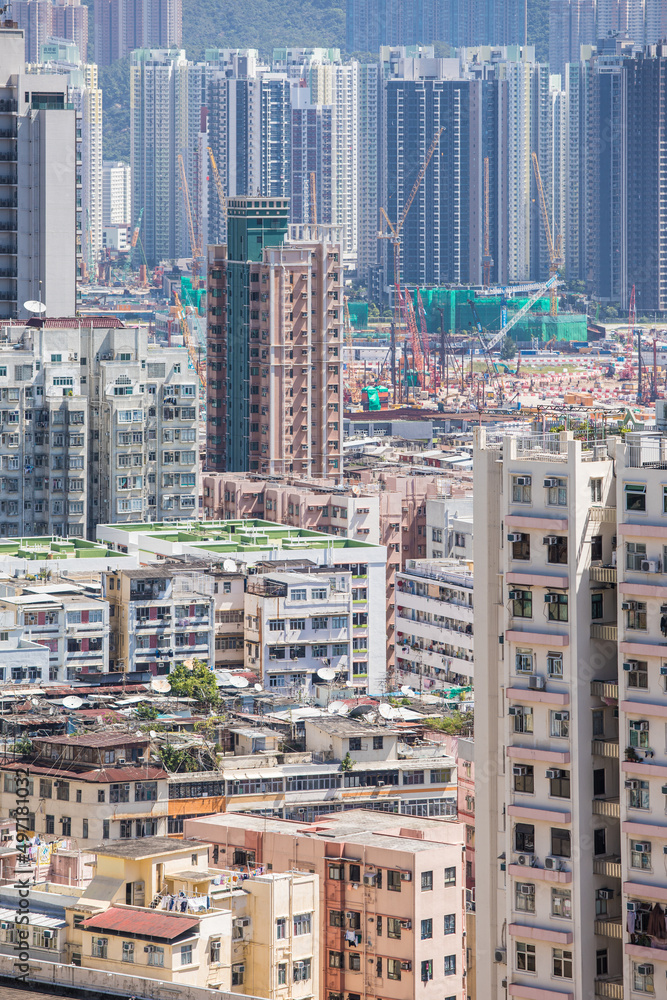 Fototapeta premium 22 Sept 2019 - Hong Kong: Cityscape of downtown, Kowloon, Hong Kong, daytime