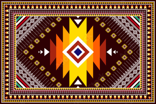 Abstract geometric ethnic pattern design. Aztec fabric carpet mandala ornament ethnic chevron textile decoration wallpaper. Tribal boho native ethnic traditional embroidery vector background 