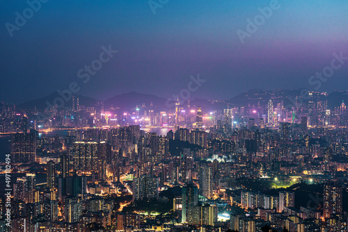 Epic Night of Kowloon, residential and downtown area, Hong Kong © gormakuma