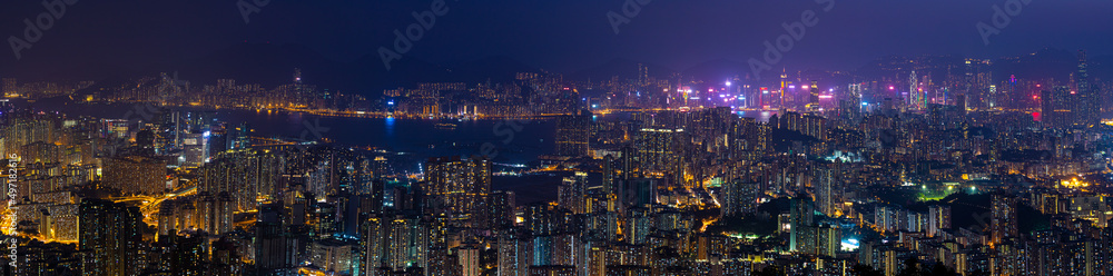 custom made wallpaper toronto digitalpanorama view of Night of Kowloon, residential and downtown area, Hong Kong