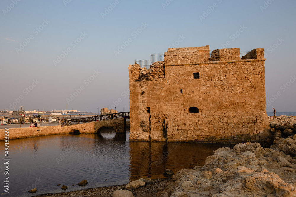 Paphos Castle located at the western end of the city port, originally a Byzantine fortress built to protect the port, Cyprus