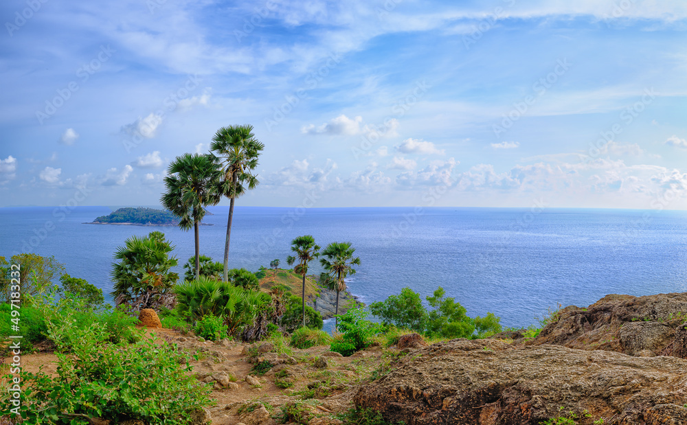 Promthep cape tourist viewpoint by Andaman sea at Phuket Thailand
