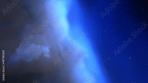 Fototapeta Naklejka Na Ścianę i Meble -  Bright galaxy nebula in cosmos 3d render	
