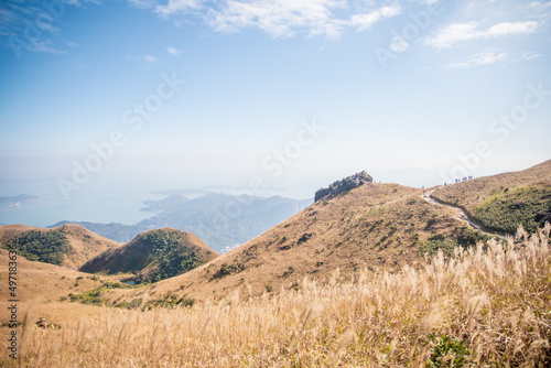 Buildings on the Sunset Peak, Lantau Island, Hong Kong, Autumn