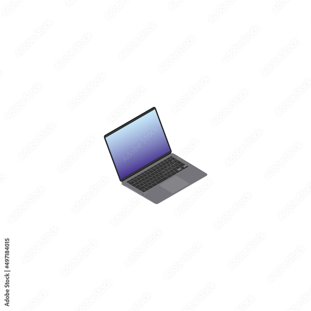 ノートパソコンのアイソメパース(右正面オープン)スペースグレイ ノートパソコンのアイソメパース(右正面オープン)スペースグレイ