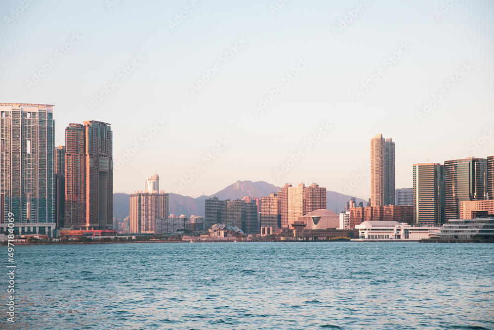Fototapeta premium Group of skyscraper in Kowloon area, Hong Kong