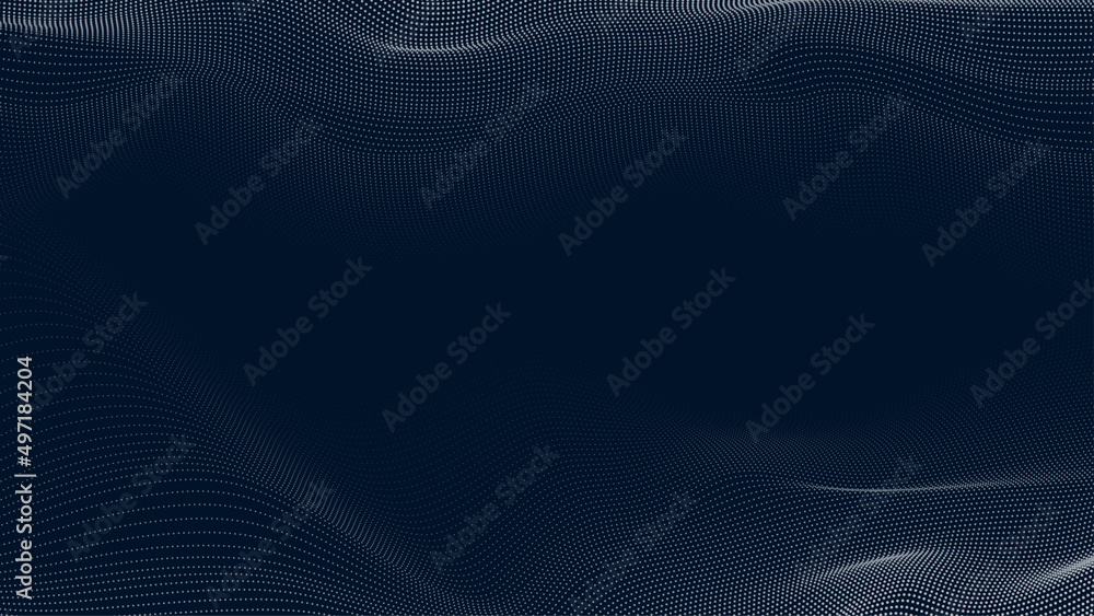 Abstract 3D grid background. Digital wave pattern technology. Big Data. Artificial intelligence. Business intelligence. Web banner. Network futuristic wireframe. Future Vector illustration EPS10.