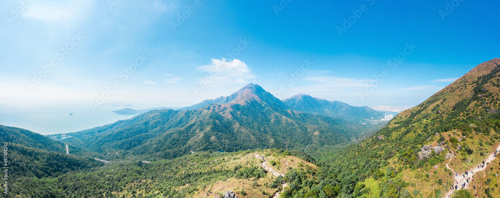 Fototapeta premium panorama view of Lantau Peak in Lantau Island, Hong Kong