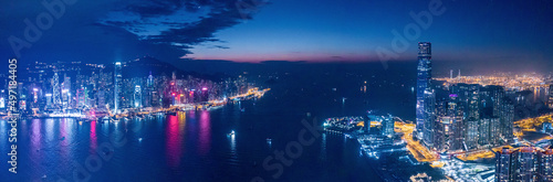 Amazing cityscape night view of Victoria Harbour, Hong Kong