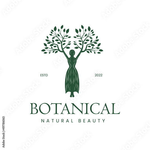 Abstract human tree logo. for relationship Awakening Empowering Women Health with Nature Logo design Unique Abstract Woman Tree Vector Illustration.