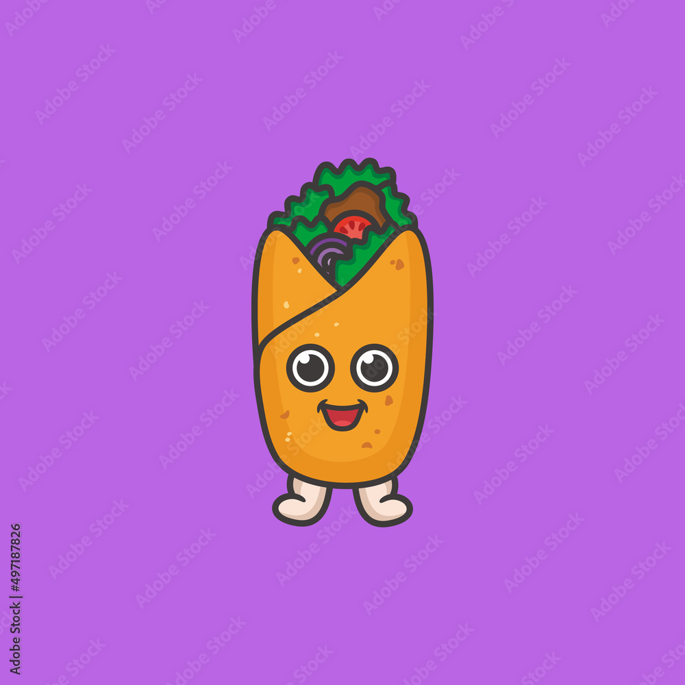 Naklejka premium Kebab Mascot Cartoon Logo Design