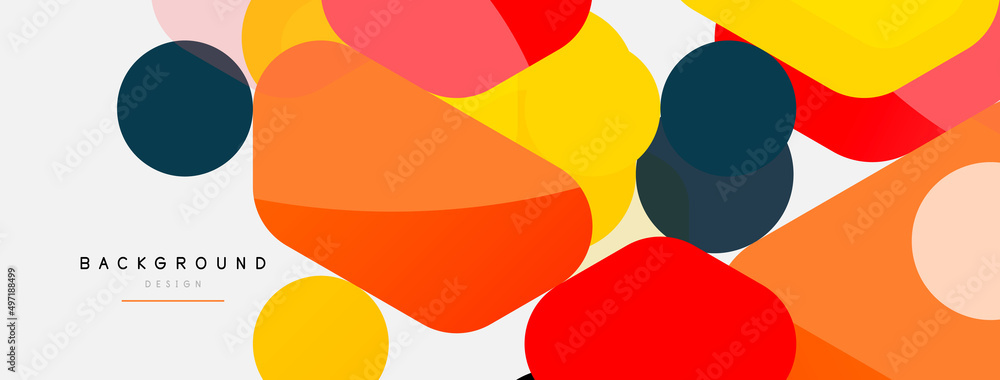 Abstract round geometric shapes and circles background. Trendy techno business template for wallpaper, banner, background or landing Abstract round geometric shapes and circles background. Trendy techno business template for wallpaper, banner, background or landing