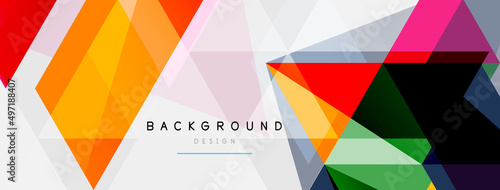 Color triangles composition, geometric abstract background. Techno or business concept, pattern for wallpaper, banner, background, landing page