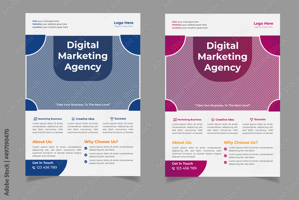 Digital marketing agency modern business flyer template design