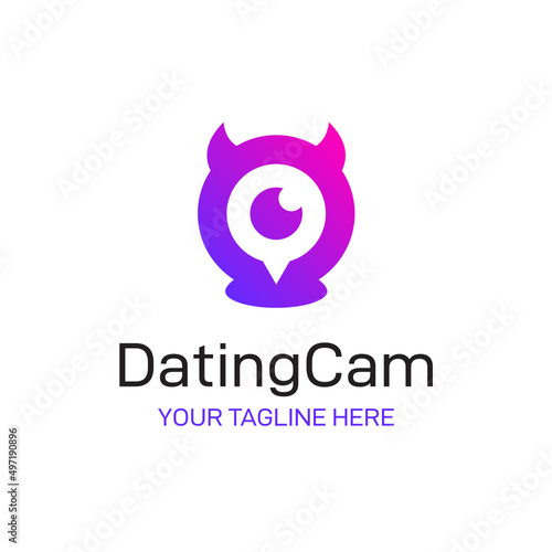 Sexy Dating Match Love Camera Chat Talk Vector Abstract Illustration Logo Icon Design Template Element