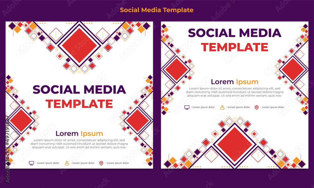 colorful triangle geometric shape social media post template