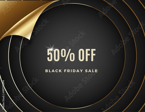 Black Friday Sale GOLD AND GLITTER BACKGROUND Collection of up to 50% off, 30 % off, 10%, and 70 % off Black Friday Sale logo for banner, web, header and flyer, design