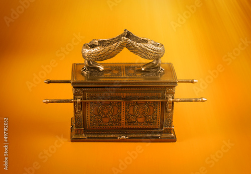 Ark of the Covenant on a Dramatic Gold Background photo