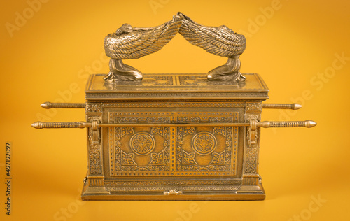 Ark of the Covenant on a Dramatic Gold Background photo