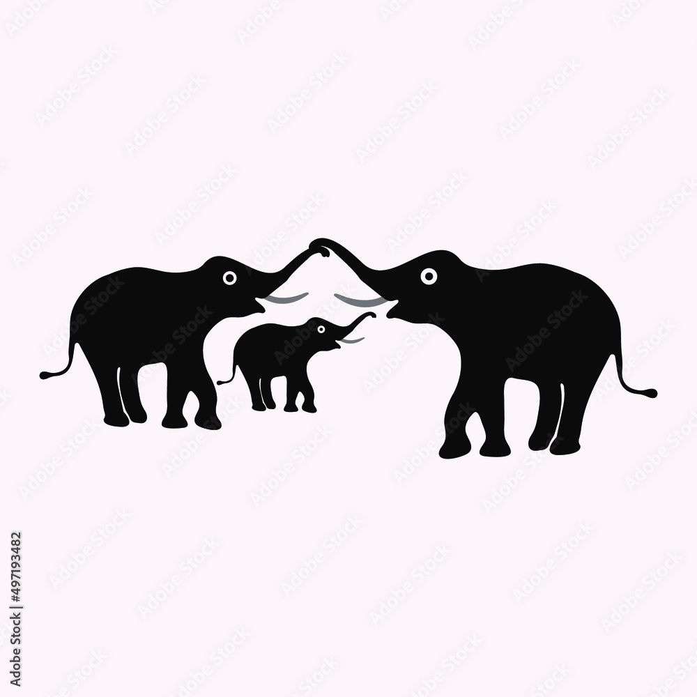 Fototapeta premium three black elephant logo