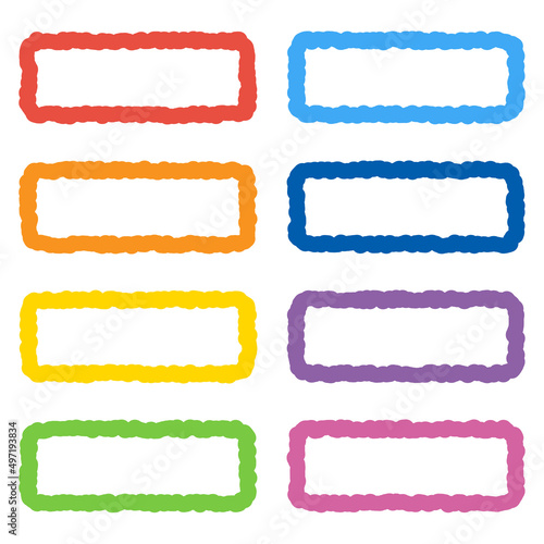 Frame design Set of Rectangular label tag with doodle line.