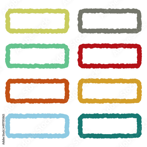 Name tag set of rectangular doodle lines