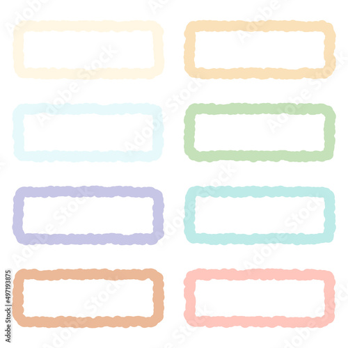 Frame design Set of Rectangular label tag with doodle line.