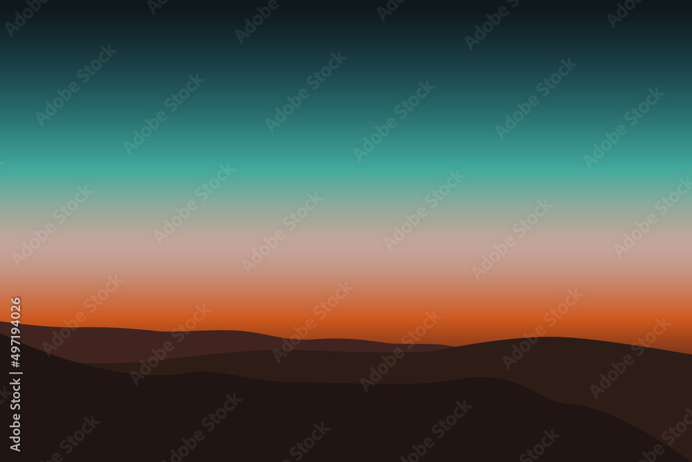 Sunset in the mountains vector illustration