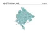 Montenegro map vector illustration on white background. Map have all province and mark the capital city of Montenegro.