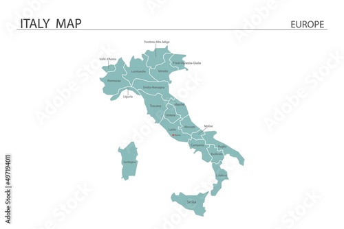 Italy map vector illustration on white background. Map have all province and mark the capital city of Italy.