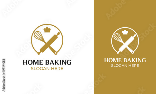 Bakery tools logo design for bread store or cooking symbol