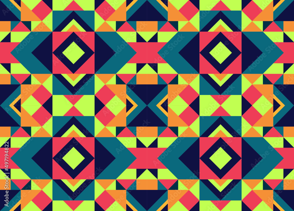 Seamless abstract geometric pattern, colourful geometric shapes background Seamless abstract geometric pattern, colourful geometric shapes background