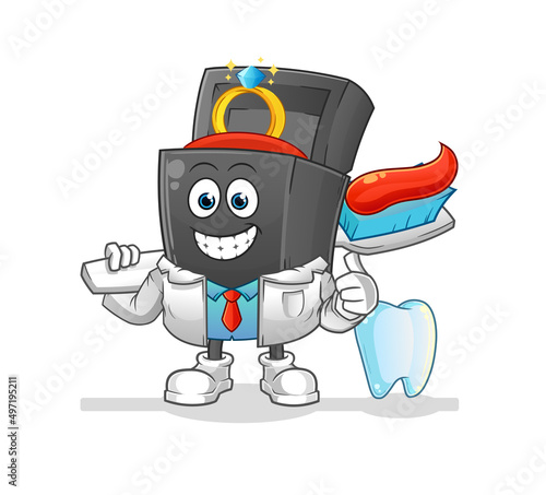 ring box dentist illustration. character vector