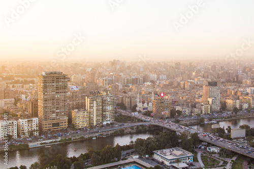 CAIRO  EGYPT - DECEMBER 29  2021  Beautiful view of the center of Cairo and Zamalek island from the Cairo Tower in Cairo  Egypt