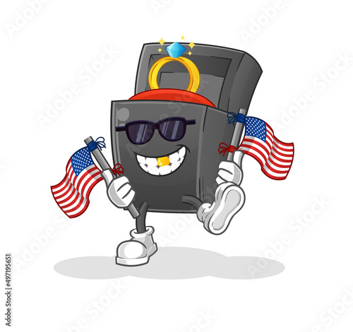 ring box american youth cartoon mascot vector