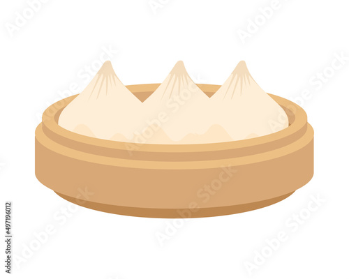 dumplings in bamboo steamer