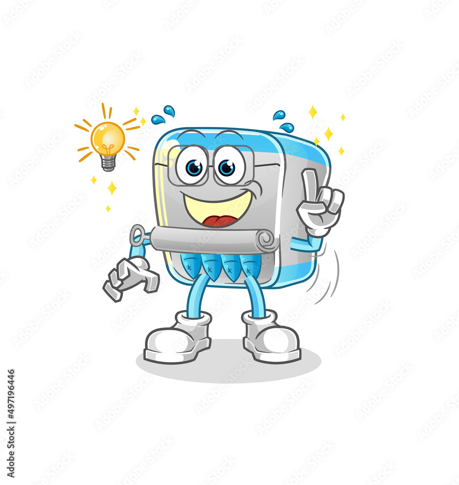 canned fish got an idea cartoon. mascot vector