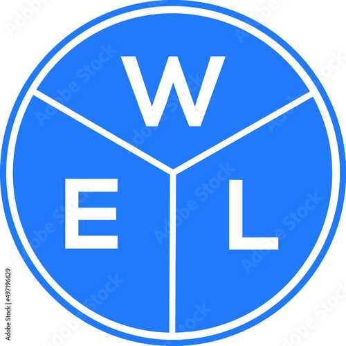 WEL letter logo design on white background. WEL  creative circle letter logo concept. WEL letter design. photo