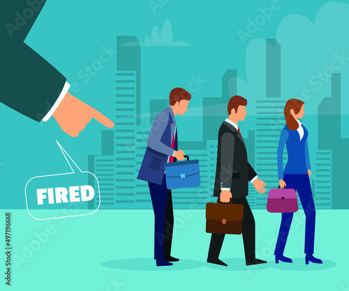 Angry boss firing employee from job, Unemployment, you are fired vector illustration.