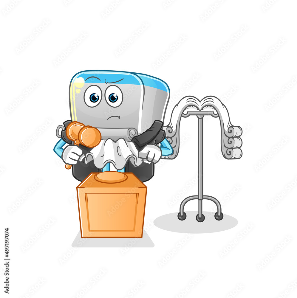 Fototapeta premium canned fish judge holds gavel. character vector