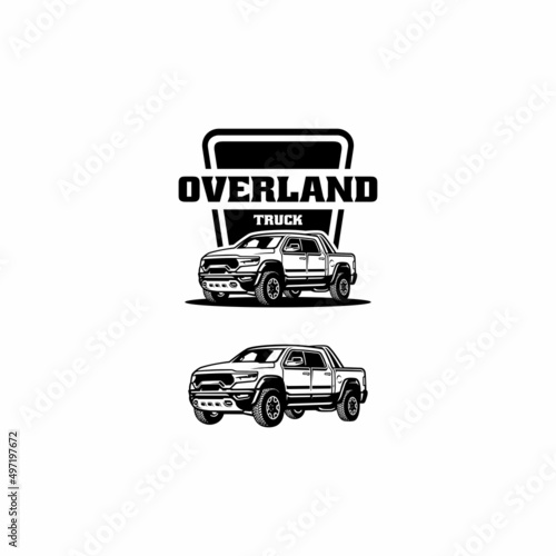 american pick up truck illustration logo vector