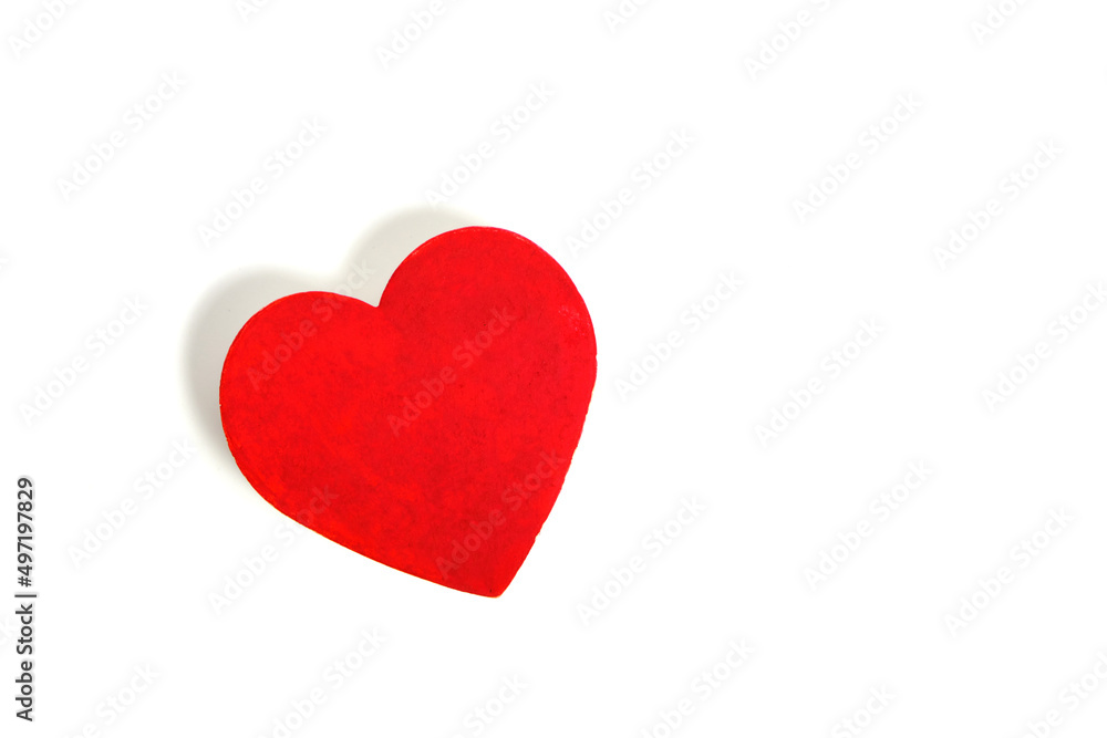 Red heart white background.Banner,blank copy space.