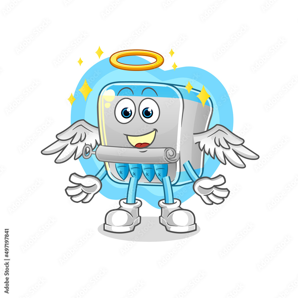 canned fish angel with wings vector. cartoon character canned fish angel with wings vector. cartoon character